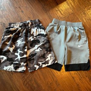 Boys Nike shorts size large, two pairs, black and grey